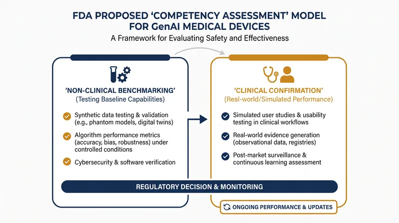 The competency assessment model mirrors how human physicians are credentialed and evaluated.