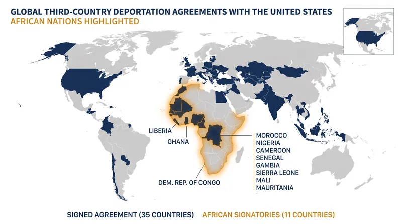 The U.S. has brokered third-country deportation agreements with at least 35 nations, including roughly a dozen in Africa.