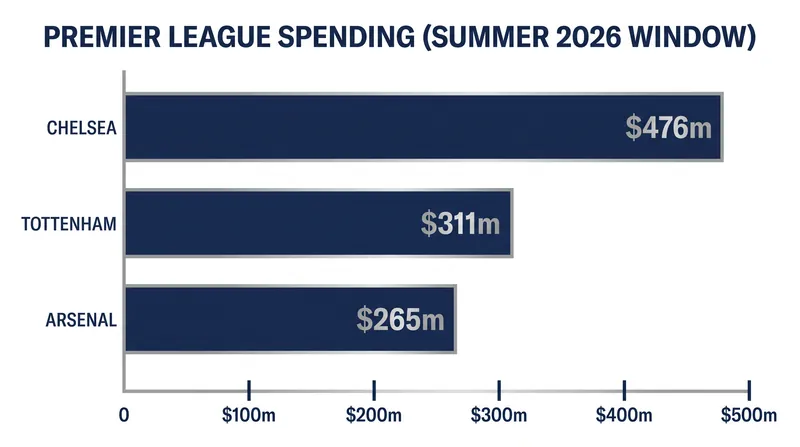 Chelsea outspent their closest Premier League rivals by over $160 million.
