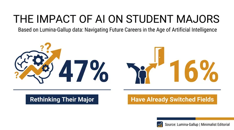 AI's impact on the future job market is prompting a significant portion of students to reconsider their academic paths.