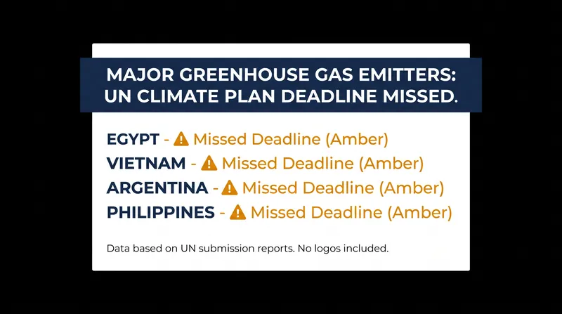 Several of the world's top 40 greenhouse gas emitters remain out of compliance with the 2025 UN deadline.
