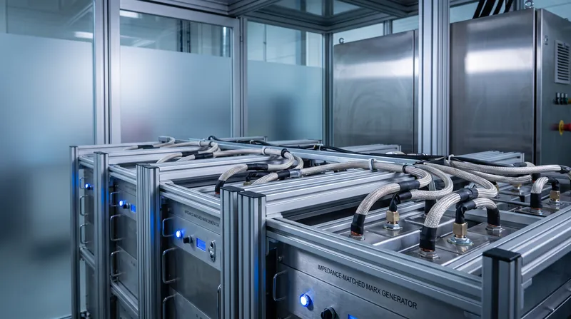 The system is built from mass-manufacturable 'bricks' of capacitors and switches, allowing for rapid scaling and modular maintenance.