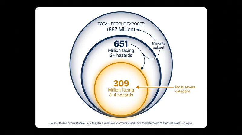 The compounding crisis: hundreds of millions face a triple or quadruple environmental burden.