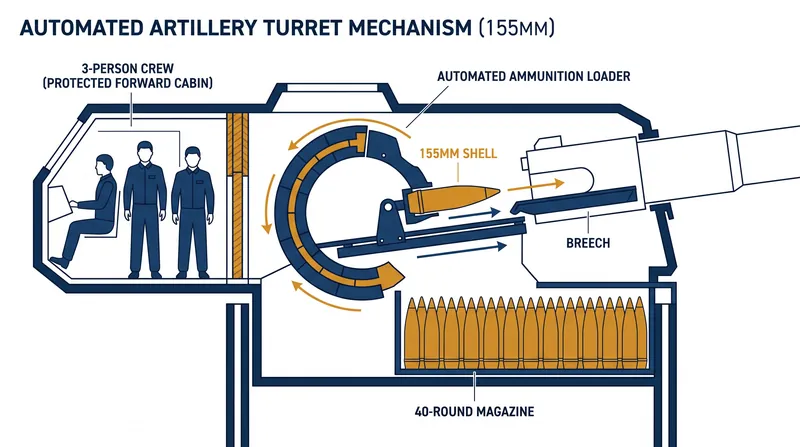 The K9MH's automated handling reduces crew requirements and enables a high rate of fire.