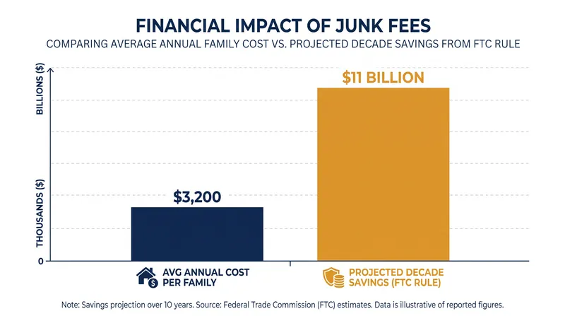 The economic footprint of hidden fees and the projected impact of the FTC's regulatory intervention.