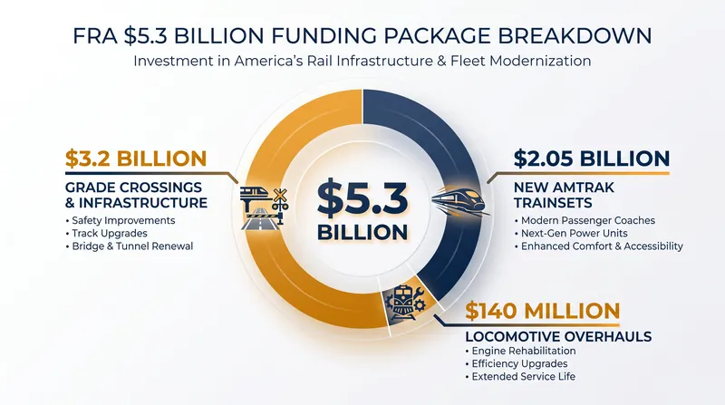 How the $5.3 billion National Railroad Partnership Program grants are distributed.