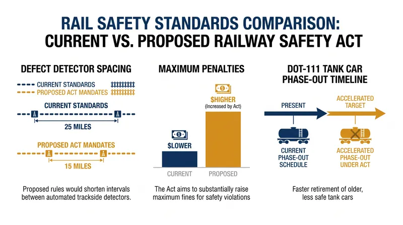 Key regulatory changes proposed in the Railway Safety Act of 2026.