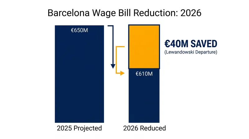 Player departures, including Robert Lewandowski, significantly reduced Barcelona's wage bill.