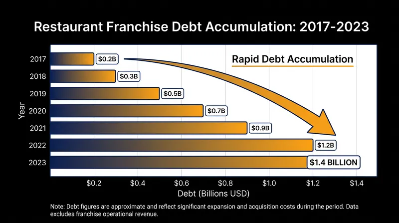FAT Brands accumulated approximately $1.4 billion in debt through multiple whole-business securitization transactions.