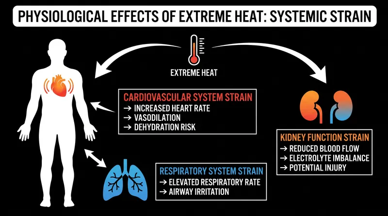 Extreme heat forces the cardiovascular system to work significantly harder to cool the body, which can trigger fatal events in vulnerable individuals.