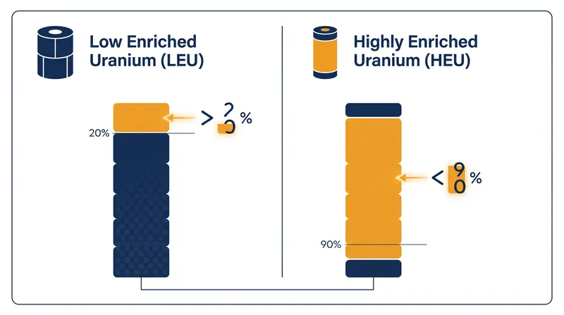 The difference between reactor-grade and weapons-grade uranium.