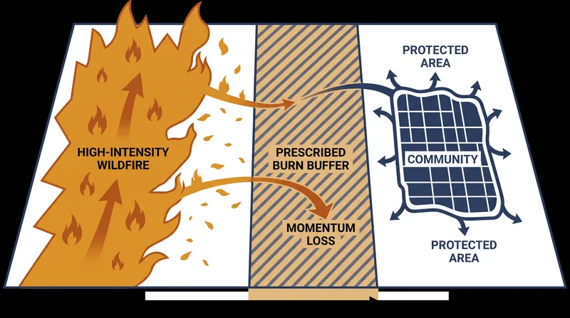 The Spillover Effect: Controlled burns not only protect the immediate area but reduce the severity of fires in neighboring regions.