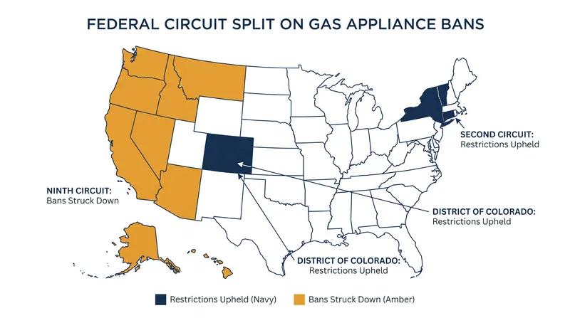 A growing circuit split means the legality of local natural gas restrictions now depends heavily on geography.