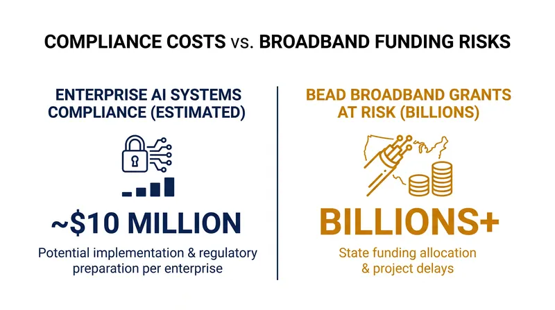 The financial leverage of AI deregulation: corporate compliance costs vs. state infrastructure funding.