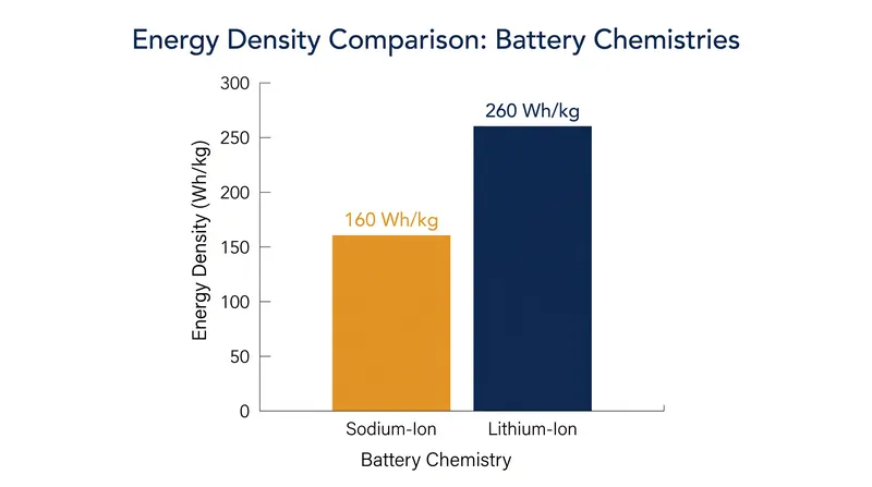 Lithium-ion batteries currently maintain a significant advantage in gravimetric energy density.
