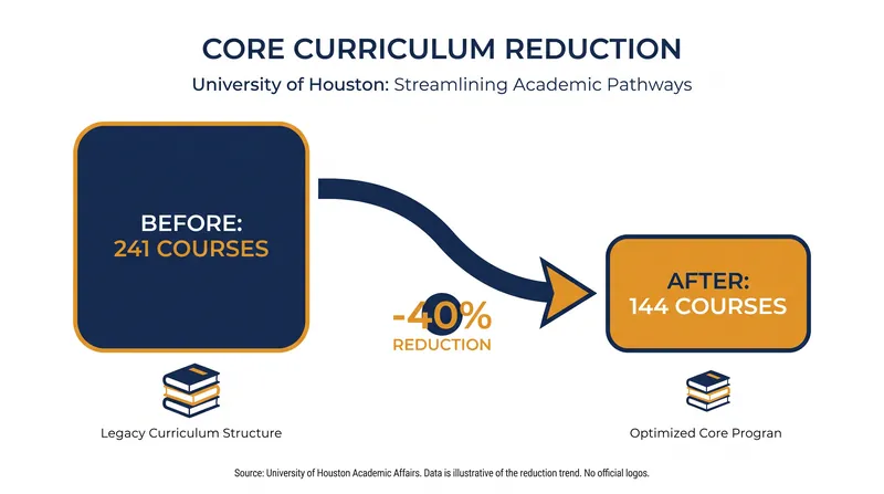 The University of Houston has reduced its core-eligible courses by roughly 40 percent.