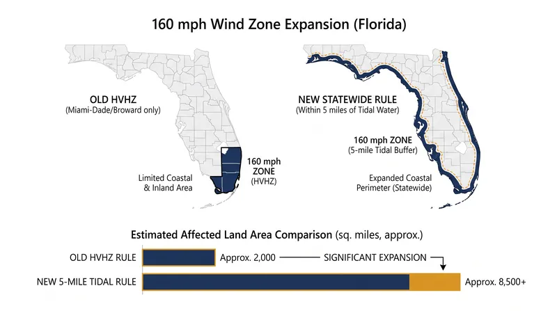 Under the 9th Edition, the 160 mph hardened-envelope mandate expands significantly beyond South Florida.