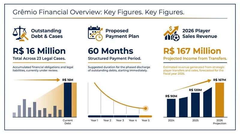 Grêmio's financial restructuring numbers that triggered the Anresf insolvency event.