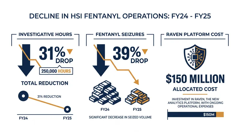 HSI saw significant declines in fentanyl-related operations as resources shifted and technology faltered.