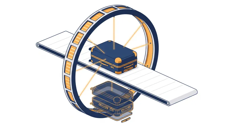 Unlike conventional X-rays, CT scanners spin around luggage to capture hundreds of images and build a 3D model.