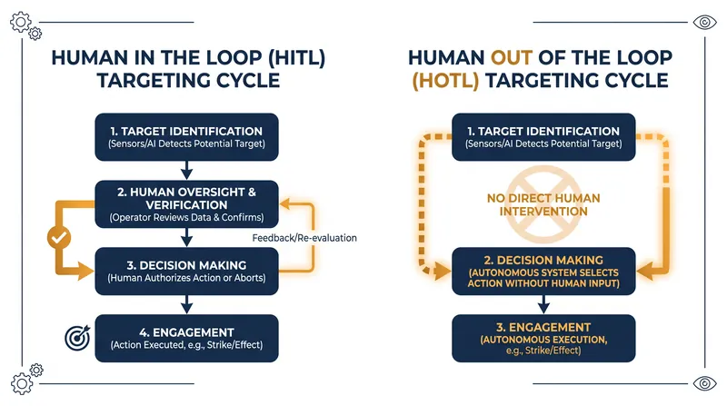 Autonomous weapons systems remove human operators from the final decision to apply lethal force.
