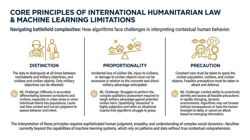 Humanitarian organizations argue that machines lack the contextual judgment required to adhere to the laws of war.