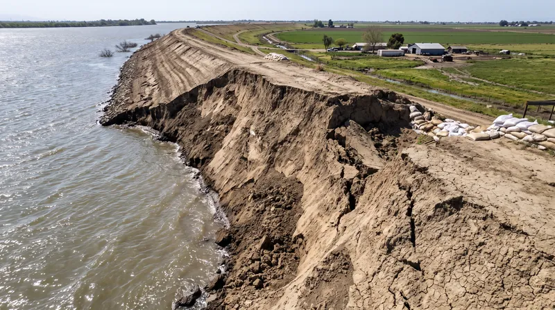 State officials warn that the Delta's aging dirt levees are highly vulnerable to earthquakes and climate-driven flooding.