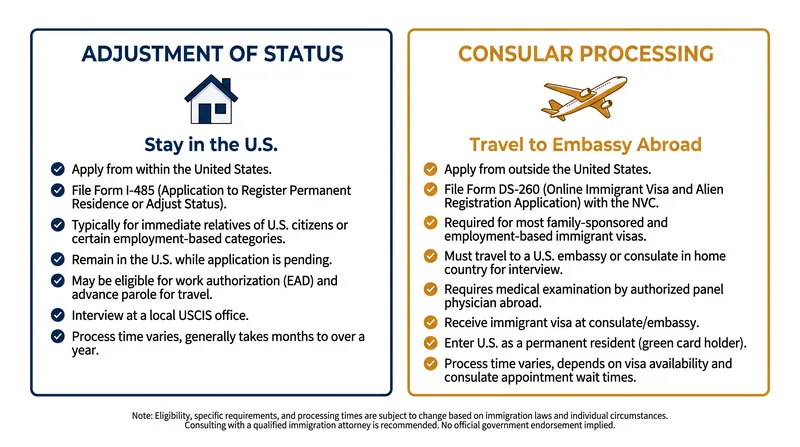 The two primary pathways to permanent residency carry vastly different logistical requirements.