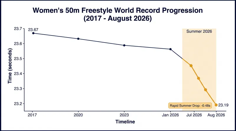The 50m freestyle record remained stagnant for nearly a decade before dropping four times in two months.