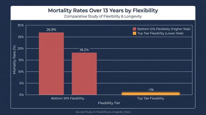 Moving from the lowest flexibility bracket to the highest yields a massive absolute risk reduction in mortality.