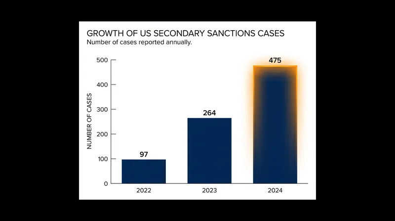 The application of US secondary sanctions has surged nearly 390% since 2022.