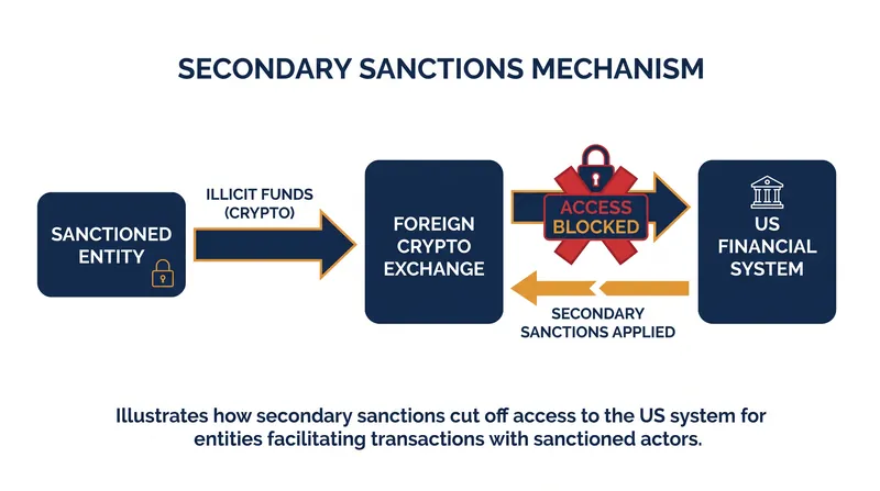 How secondary sanctions isolate foreign intermediaries from the US dollar.