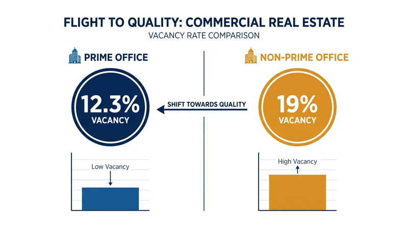 The gap between prime and non-prime office vacancy has reached historic levels.