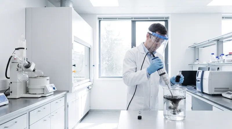 Researchers use ultrasonic treatment to evenly disperse graphene oxide, a crucial step in maximizing the concrete's strength.