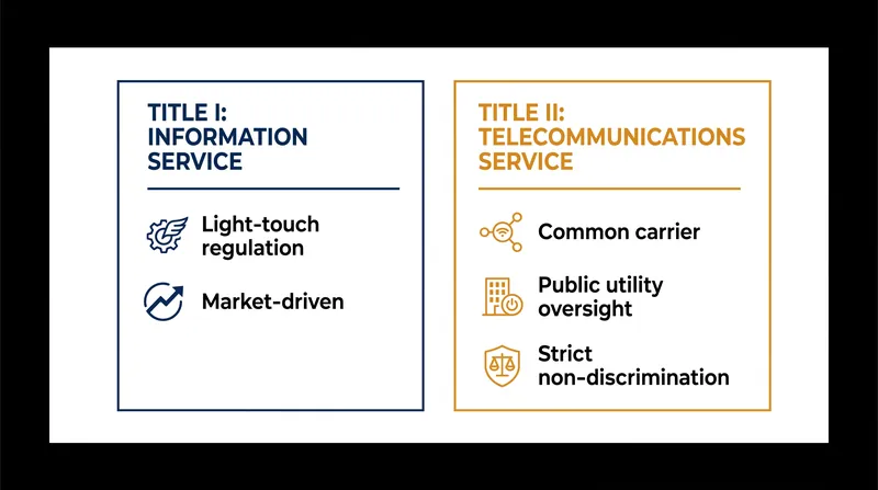 The core of the net neutrality debate hinges on whether broadband should be classified under Title I or Title II of the Communications Act.
