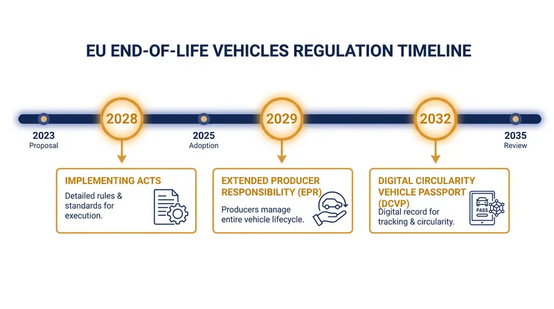 Key implementation milestones for the End-of-Life Vehicles Regulation.