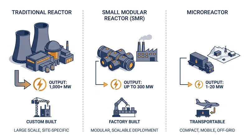 Comparing the scale and output of traditional reactors to emerging modular designs.