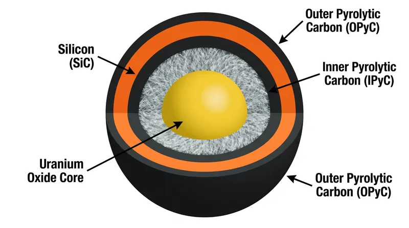 TRISO fuel encapsulates uranium in ceramic layers, creating a passive safety barrier against melting.