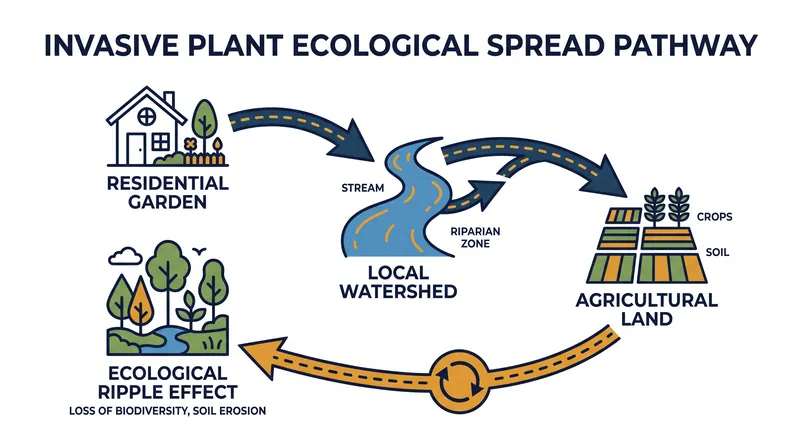 How invasive species escape residential boundaries to threaten broader ecosystems.