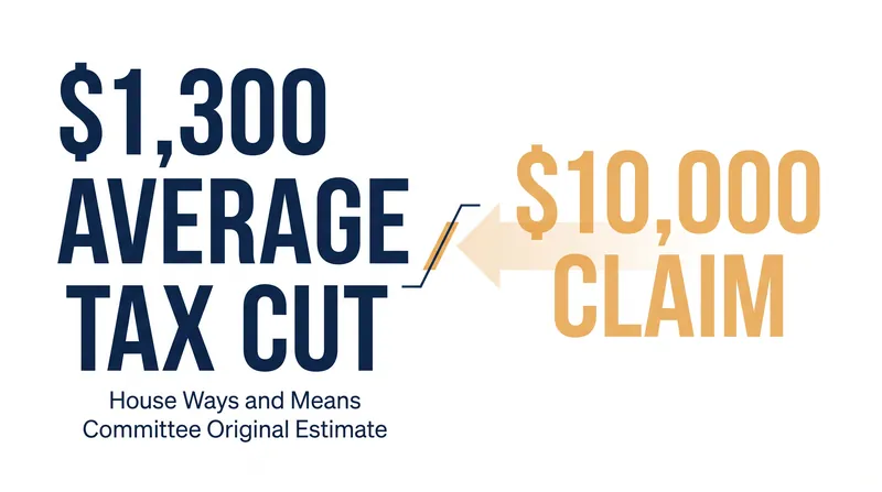 The administration's own previous estimates projected an average tax cut of $1,300, far below the $10,000 figure cited in recent speeches.