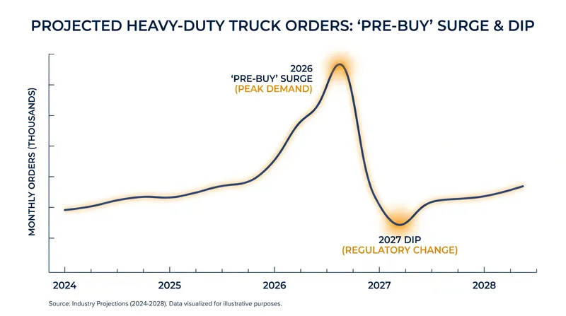 Industry analysts expect a significant surge in truck orders in 2026 as fleets attempt to purchase current-generation engines.
