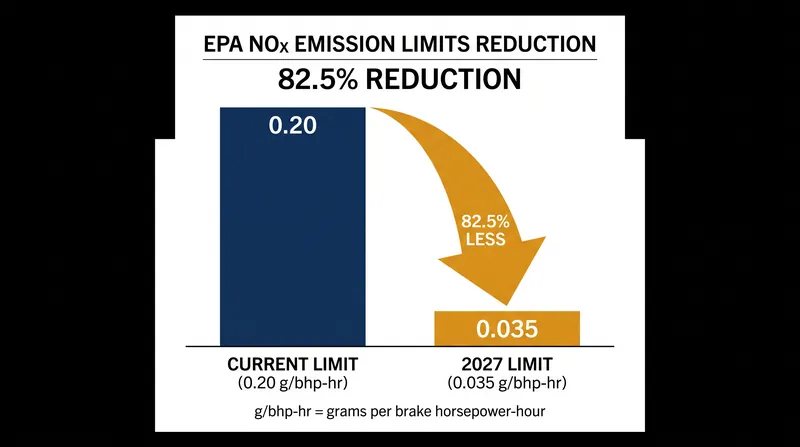 The 2027 standard represents an 82.5% reduction in allowable NOx emissions during normal operation.