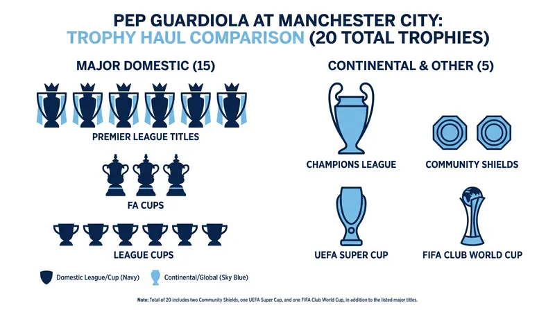Guardiola leaves Manchester City having secured 20 major trophies across a single decade.