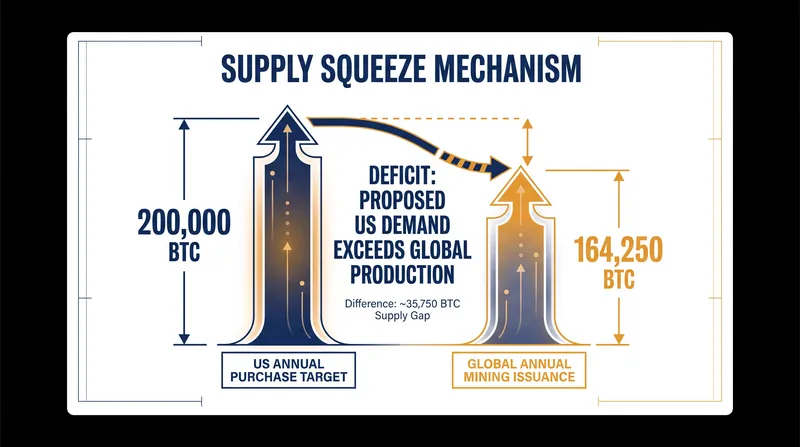 The mathematics of the proposed reserve: US acquisition targets exceed the network's total annual issuance.