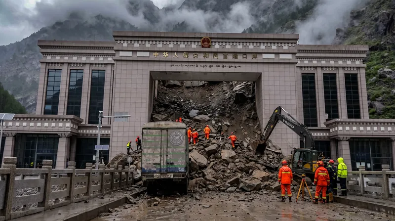Rescue operations at border crossings have been hampered by blocked roads and the persistent threat of secondary mudslides.