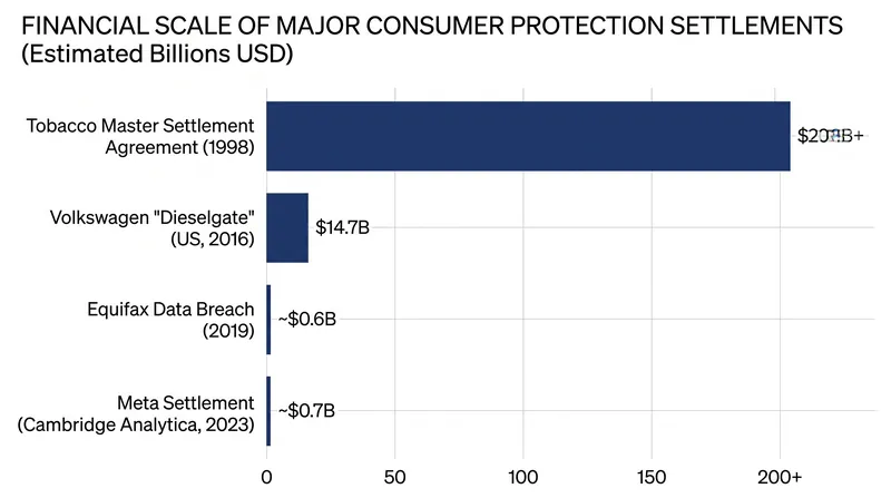 The Meta agreement represents the largest state consumer protection settlement since the 1990s Big Tobacco cases.