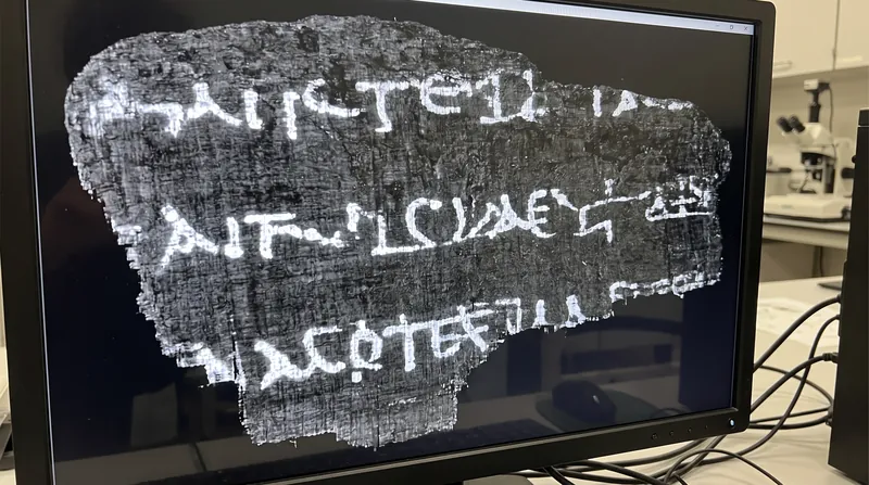The machine learning models do not guess words; they strictly amplify the physical evidence of carbon ink on the papyrus.