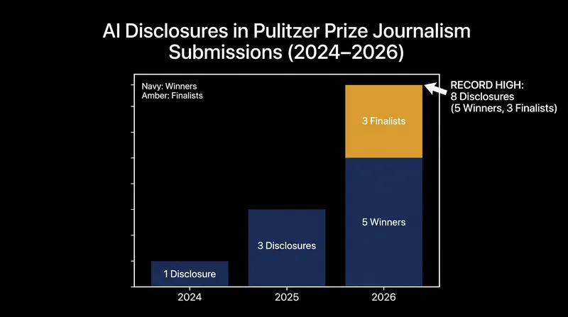 AI disclosures among Pulitzer journalism honorees reached a record high in 2026.