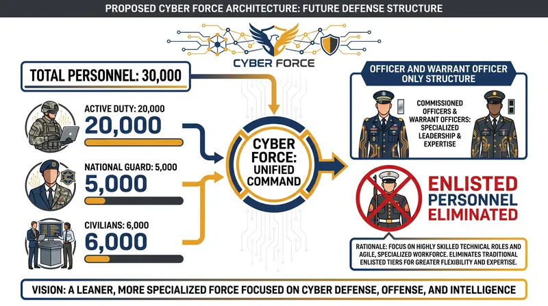 A recent think tank blueprint proposes a 30,000-person Cyber Force that relies entirely on commissioned and warrant officers.