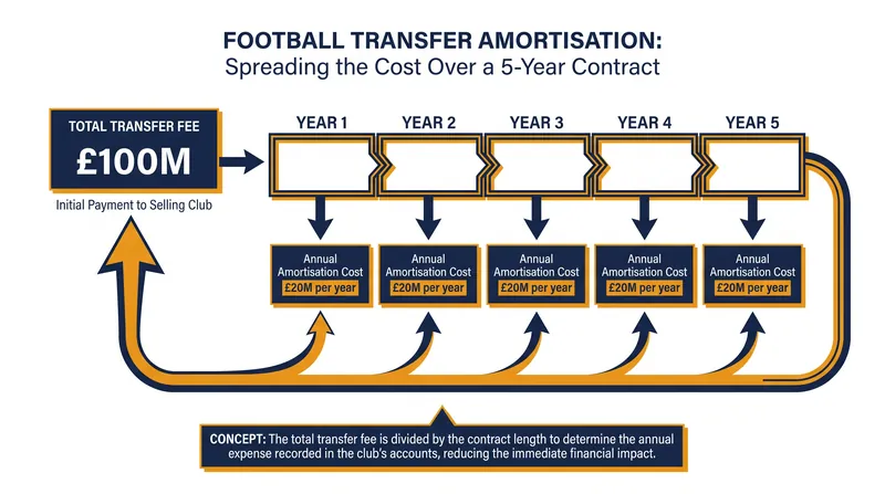 Amortisation spreads the cost of a transfer over the length of a player's contract, meaning past mistakes impact today's budget.